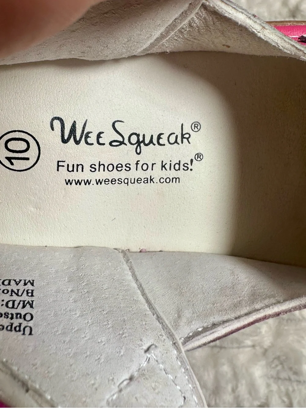 Wee Squeak Pink Girls' Mary Jane Shoes White polka dots, Squeekers work Sz 10.